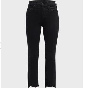 Mother Insider Crop Step Fray jeans in Not Guilty black size 30
